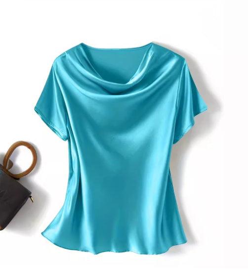 Women's Silk Satin Short Sleeve - Trendy Mix