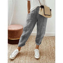 Women's Striped Print Trousers Summer Fashion Casual Loose Pants - Trendy Mix