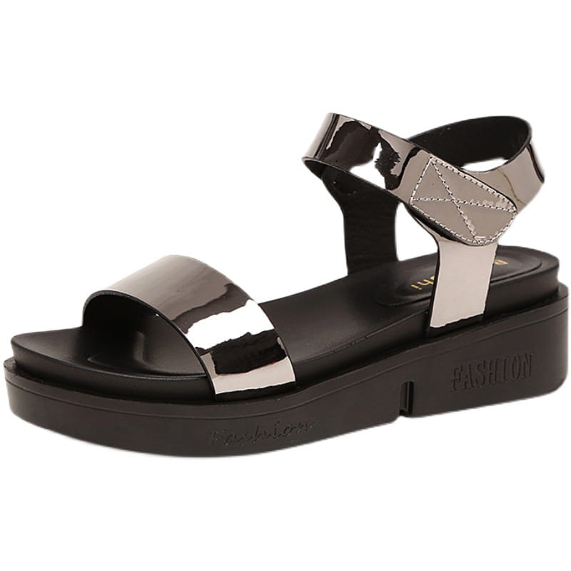 Summer Women’s Leather Thick Bottom Velcro Sandals Casual