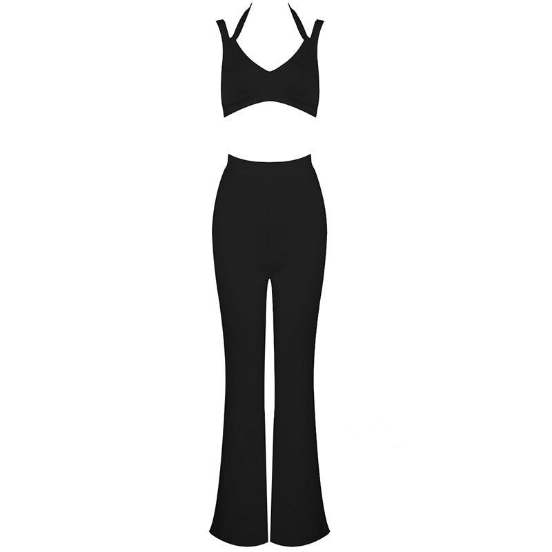 Slim flared trousers bandage suit - Trendy Mix