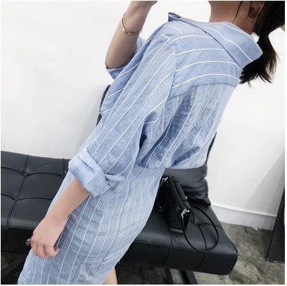 Striped frosty minimalist long sleeve shirt - Trendy Mix