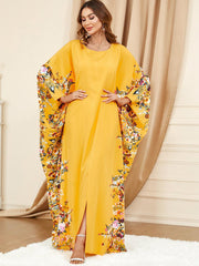 Plus Size Urban Yellow Bat Sleeve outfit for Middle Eastern Muslim Women - Trendy Mix