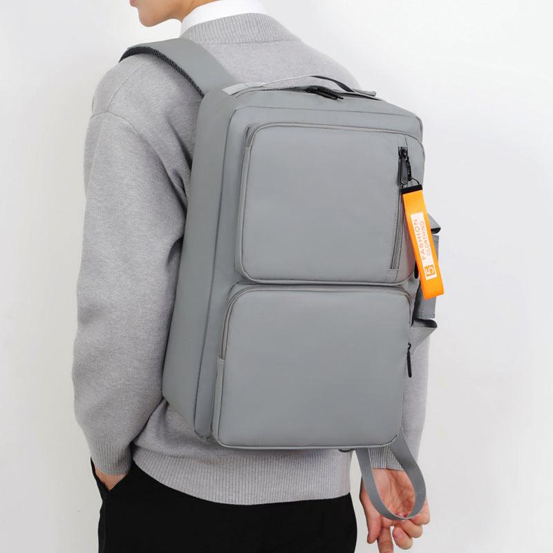 Versatile Large Capacity Business Lap Backpack for Travel and School with USB Port - Gray/Black - Trendy Mix