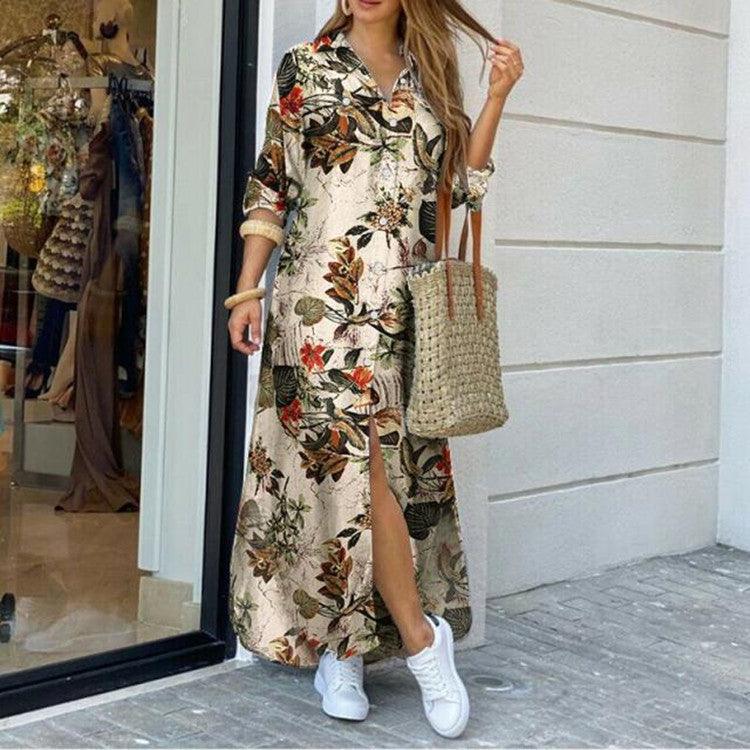 New Fashion Long Sleeve Shirt Skirt Long Dress - Trendy Mix