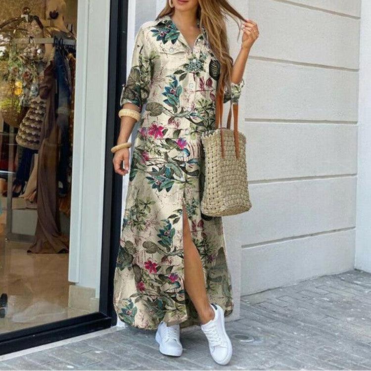 New Fashion Long Sleeve Shirt Skirt Long Dress - Trendy Mix