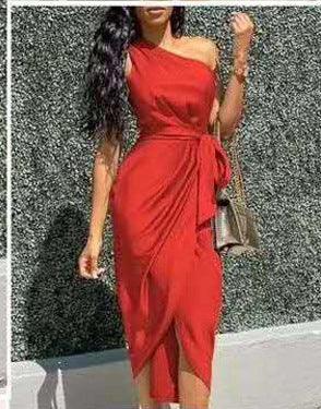 Dresses with slanting shoulders and irregular straps - Trendy Mix