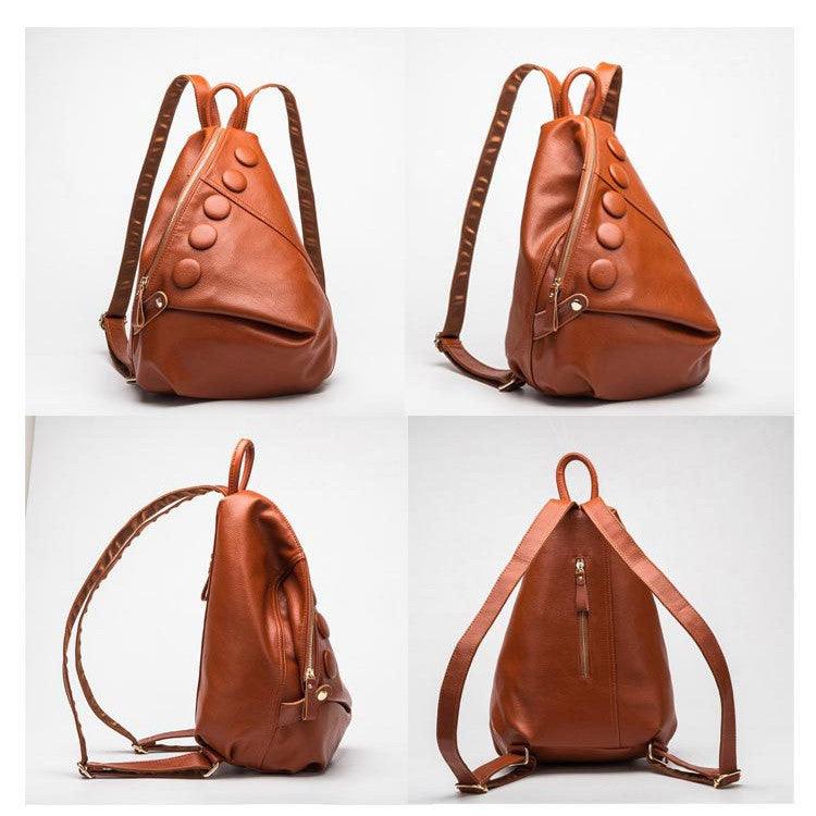 Stylish Litchi Pattern Leather Backpack for Women - Trendy Mix