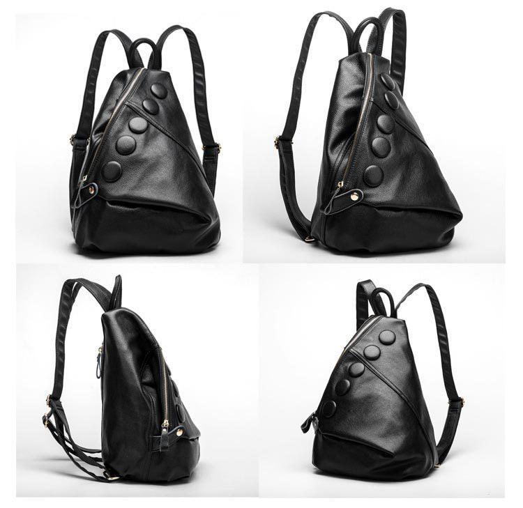 Stylish Litchi Pattern Leather Backpack for Women - Trendy Mix