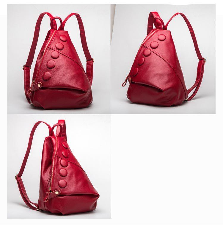 Stylish Litchi Pattern Leather Backpack for Women - Trendy Mix