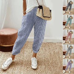 Women's Striped Print Trousers Summer Fashion Casual Loose Pants - Trendy Mix