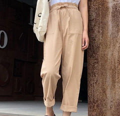 Cotton Cropped Trousers Women Loose Harem Pants casual Pants Thin Section - Trendy Mix