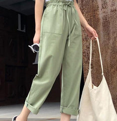 Cotton Cropped Trousers Women Loose Harem Pants casual Pants Thin Section - Trendy Mix