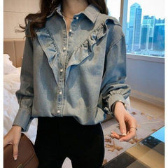 Korean Style Sweet Ruffle Shirt - Trendy Mix