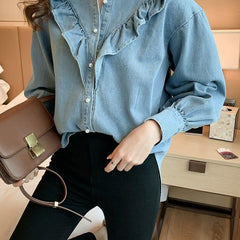 Korean Style Sweet Ruffle Shirt - Trendy Mix