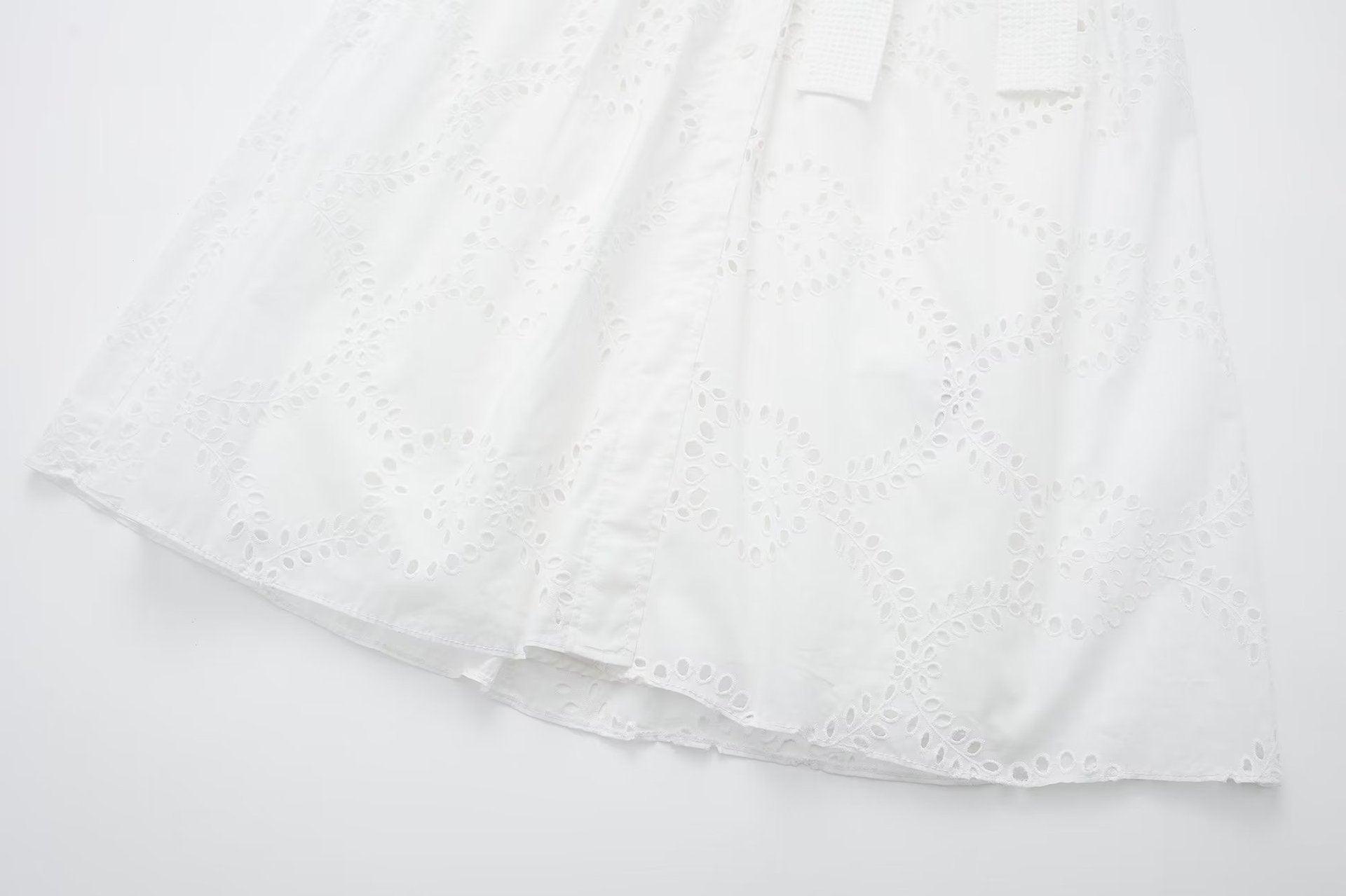 White Shirt Skirt Women's Casual Fashion Elegant Embroidery - Trendy Mix