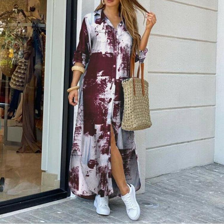 New Fashion Long Sleeve Shirt Skirt Long Dress - Trendy Mix