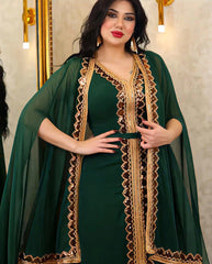 Embroidered Cape Robe for Middle Eastern Muslim Women - Trendy Mix