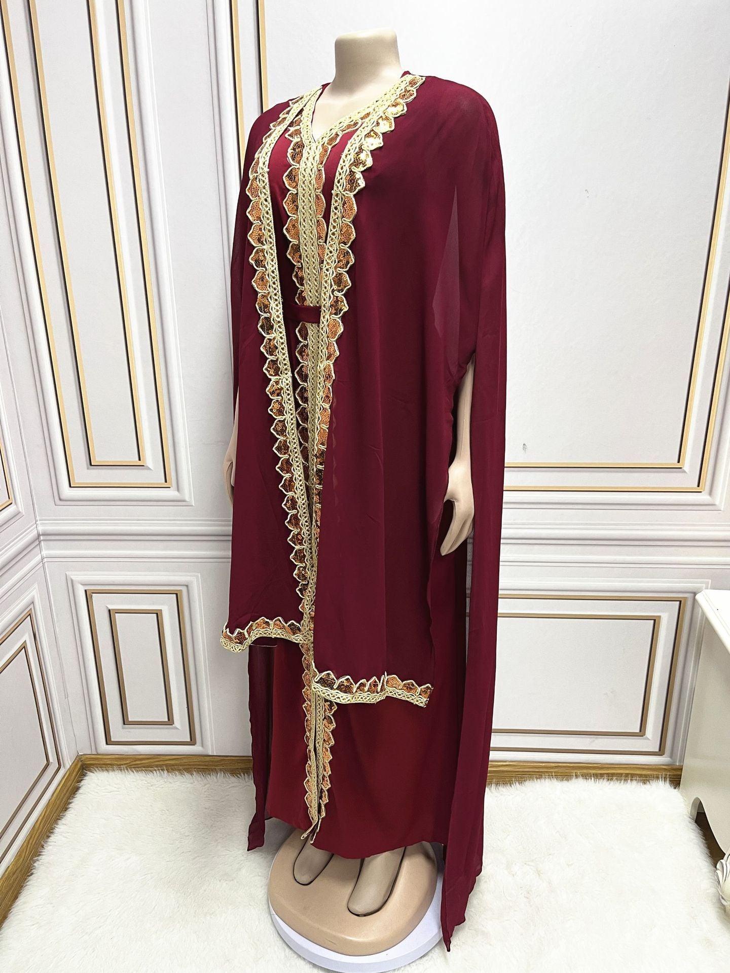 Embroidered Cape Robe for Middle Eastern Muslim Women - Trendy Mix