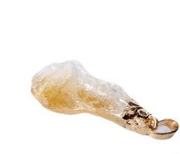 Irregular Natural Brazil Citrine Silver Edge Gold Plated Head Natural Raw Gemstone Necklace Pendant - Trendy Mix