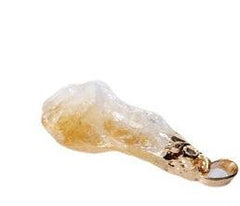 Irregular Natural Brazil Citrine Silver Edge Gold Plated Head Natural Raw Gemstone Necklace Pendant - Trendy Mix