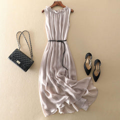 Elegance Sleeveless Holiday Slim Looking Vest Dress - Trendy Mix