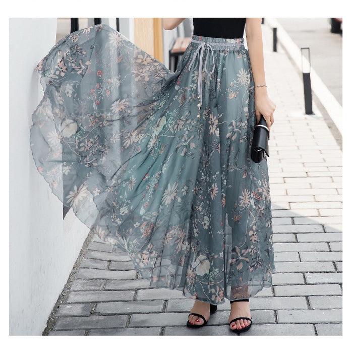 Summer Chiffon Long Skirt for Women - Fresh and Sweet Vacation Style - Trendy Mix