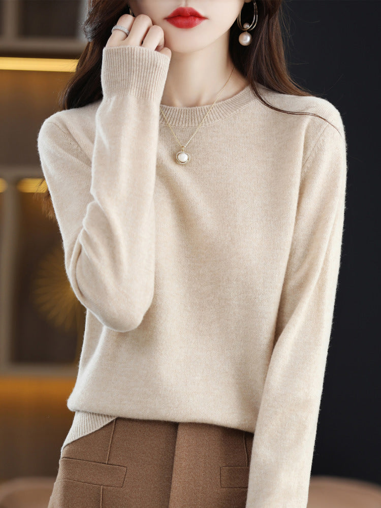 Wool Blended New Women's Loose Round Neck Solid Sweater - Trendy Mix