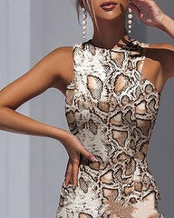 Snake Print Sleeveless Dress - Trendy Mix