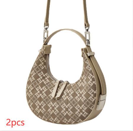 Woolen Crescent Canvas Tote for Women - Trendy Mix