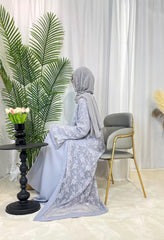 Elegant Women's Traditional Islamic Attire in Blue, Silver, and Black - Trendy Mix