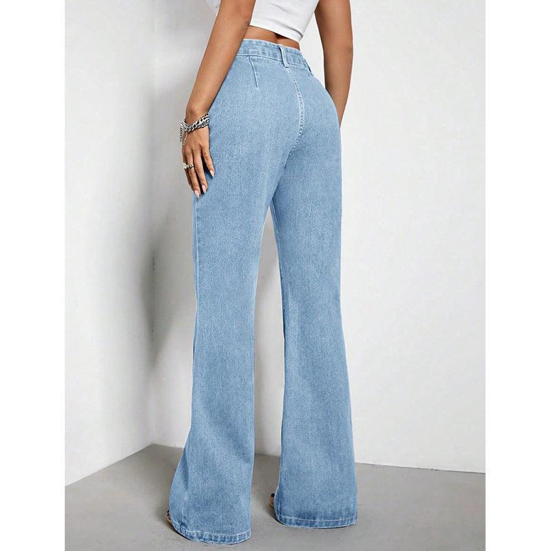 Loose High Waist Denim Trousers for Women - Trendy Mix