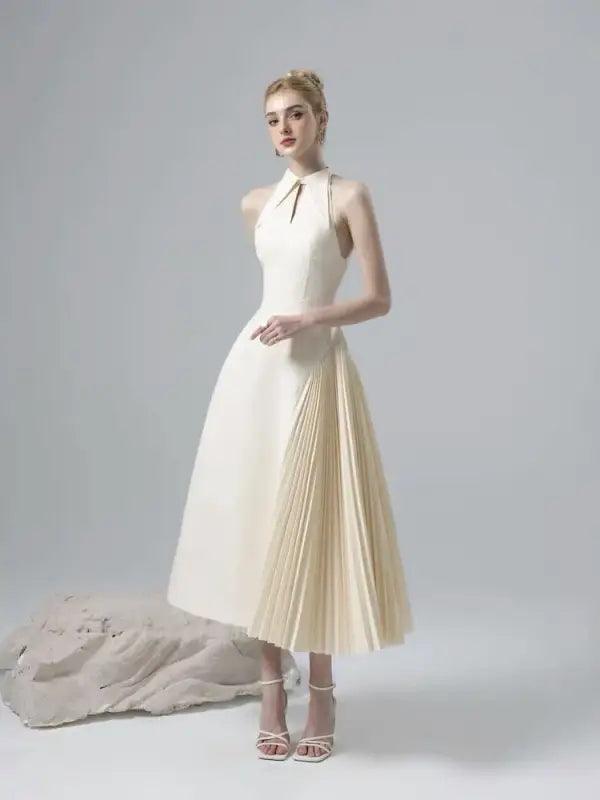 2024 Asymmetrical Pleated A-Line Dress for Effortless Elegance - Trendy Mix