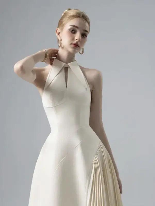 2024 Asymmetrical Pleated A-Line Dress for Effortless Elegance - Trendy Mix