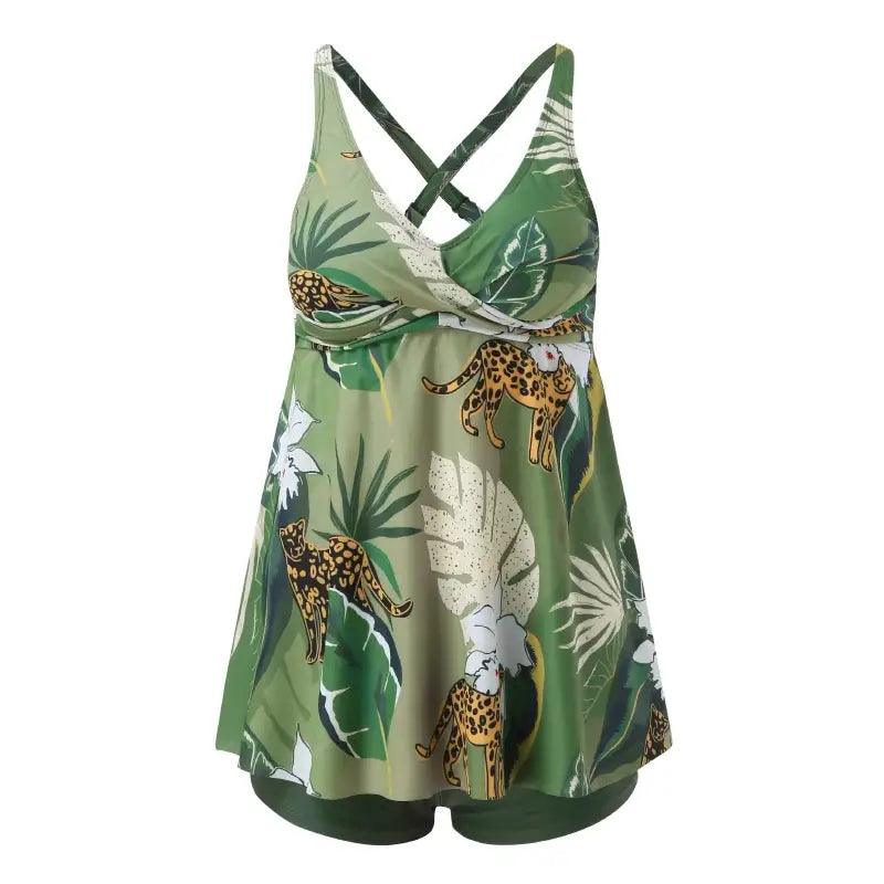 Vintage-Inspired Floral Two-Piece Swimsuit Set - Trendy Mix