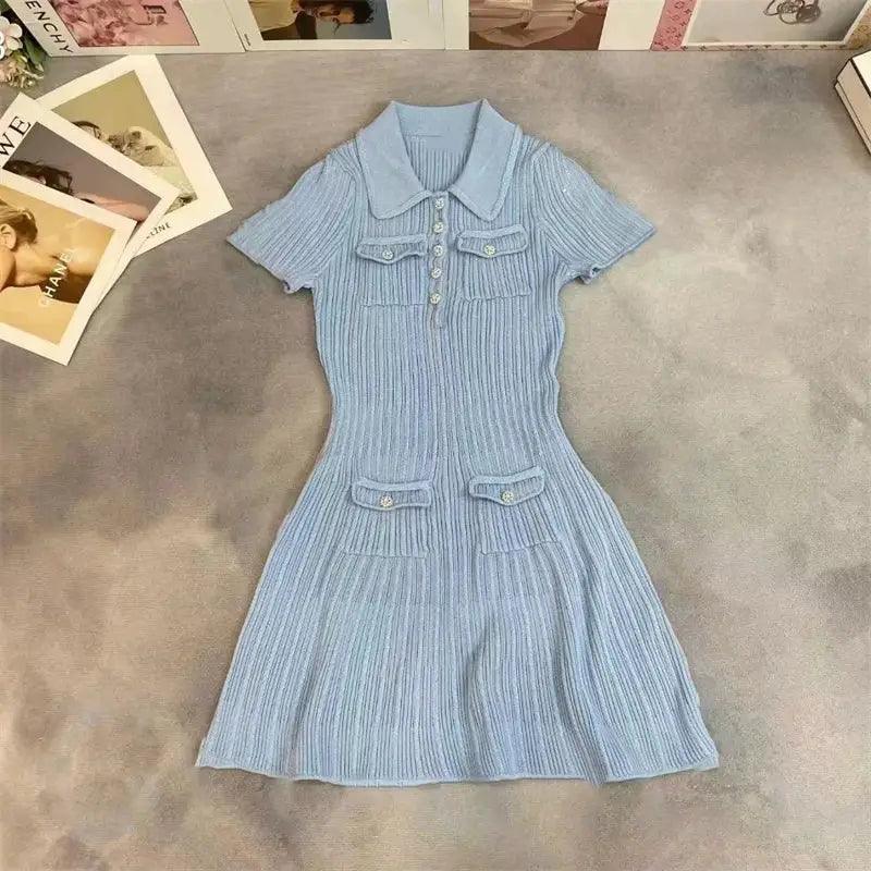 2024 Polo Knit Dress - Trendy Mix