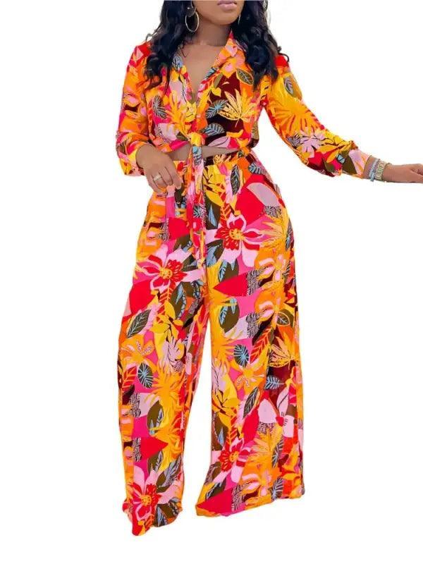2024 Stylish Printed Long Sleeve Suit Set - Trendy Mix