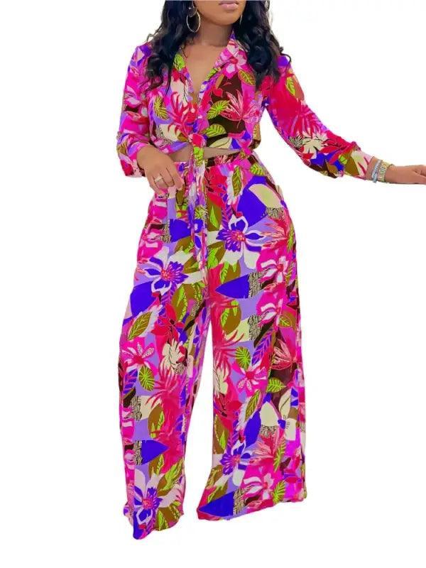 2024 Stylish Printed Long Sleeve Suit Set - Trendy Mix