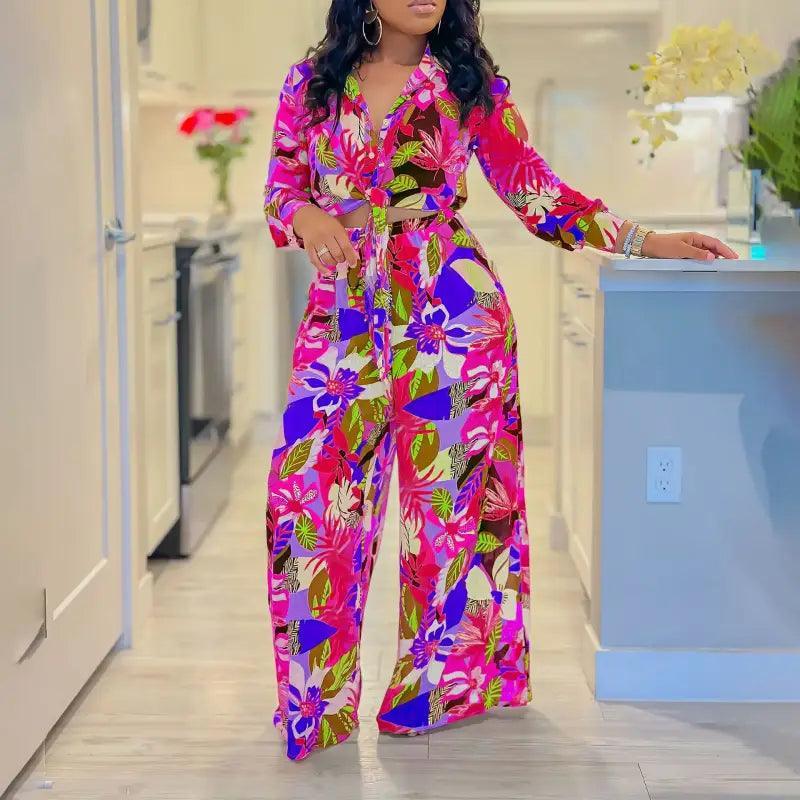 2024 Stylish Printed Long Sleeve Suit Set - Trendy Mix