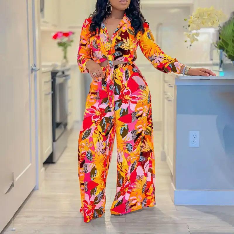 2024 Stylish Printed Long Sleeve Suit Set - Trendy Mix