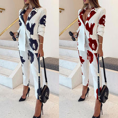 Women's Professional Casual Elegant Business Suit Top Vintage Printed Suit - Trendy Mix