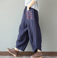 Cotton Linen Loose Trousers Women Wide Leg Pants - Trendy Mix