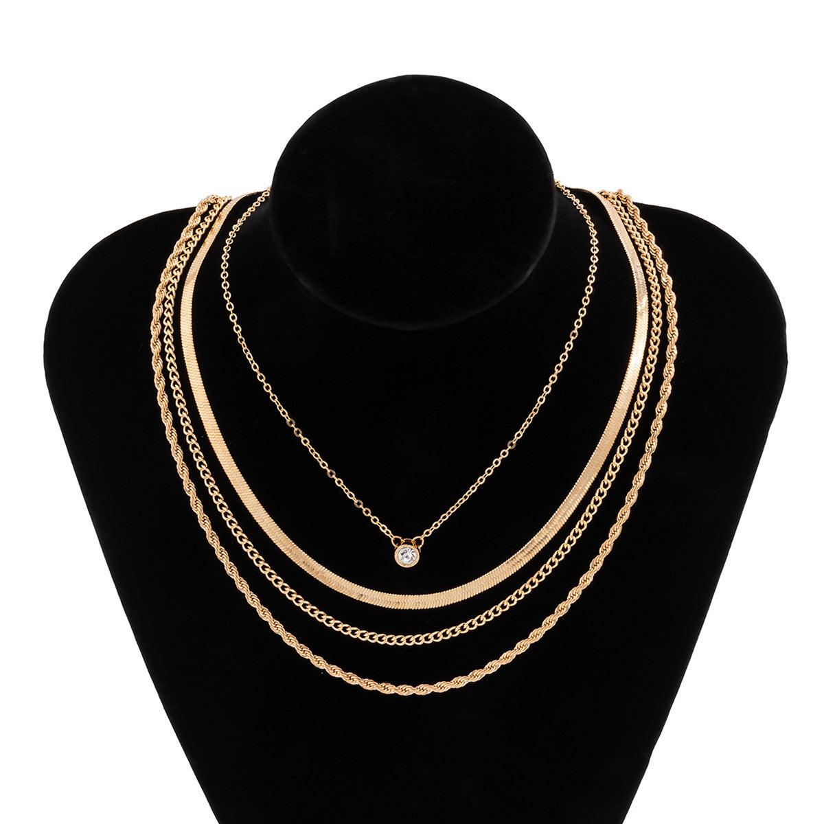 Retro Minority Snake Bone Twist Chain Combination Necklace Necklace For Women - Trendy Mix