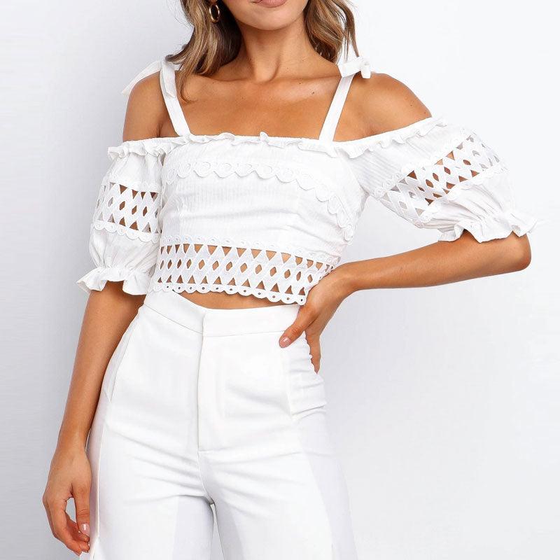 Short Shoulder Lace Top - Trendy Mix