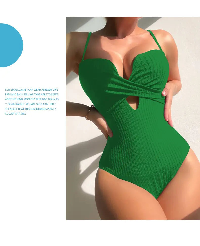 One-piece Fashion Pure Color Slimming Swimsuit