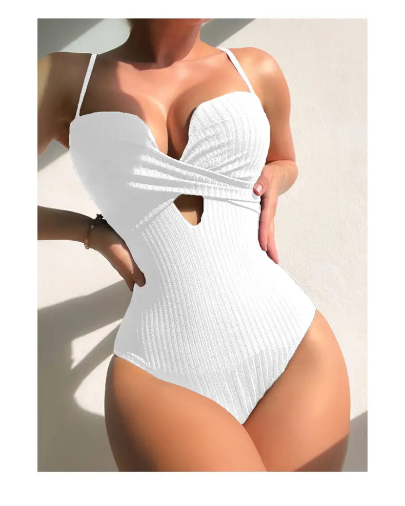 One-piece Fashion Pure Color Slimming Swimsuit