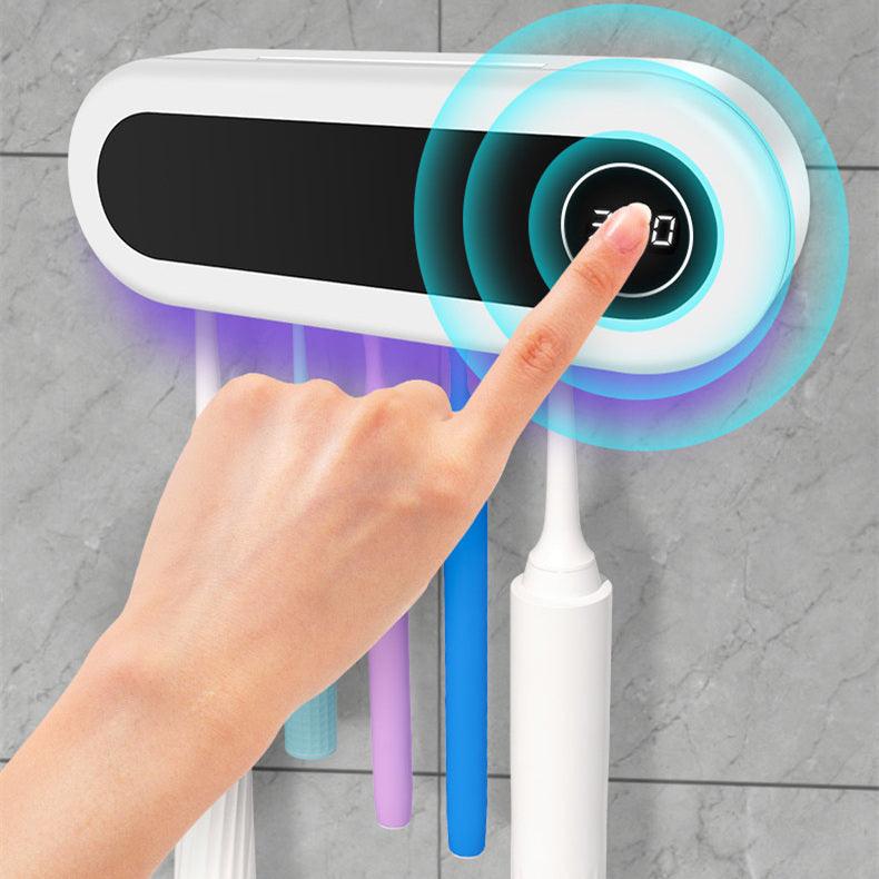 UV Toothbrush Sterilizer and Holder with Toothpaste Dispenser - Smart Wall-Mounted Bathroom Accessory - Trendy Mix