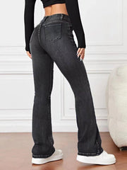 Denim High Waist Trousers - Trendy Mix