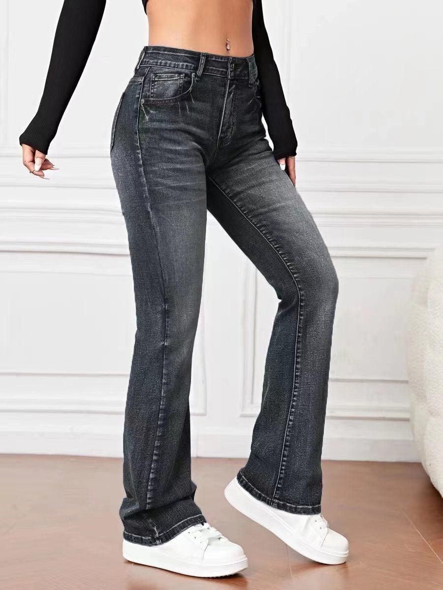 Denim High Waist Trousers - Trendy Mix