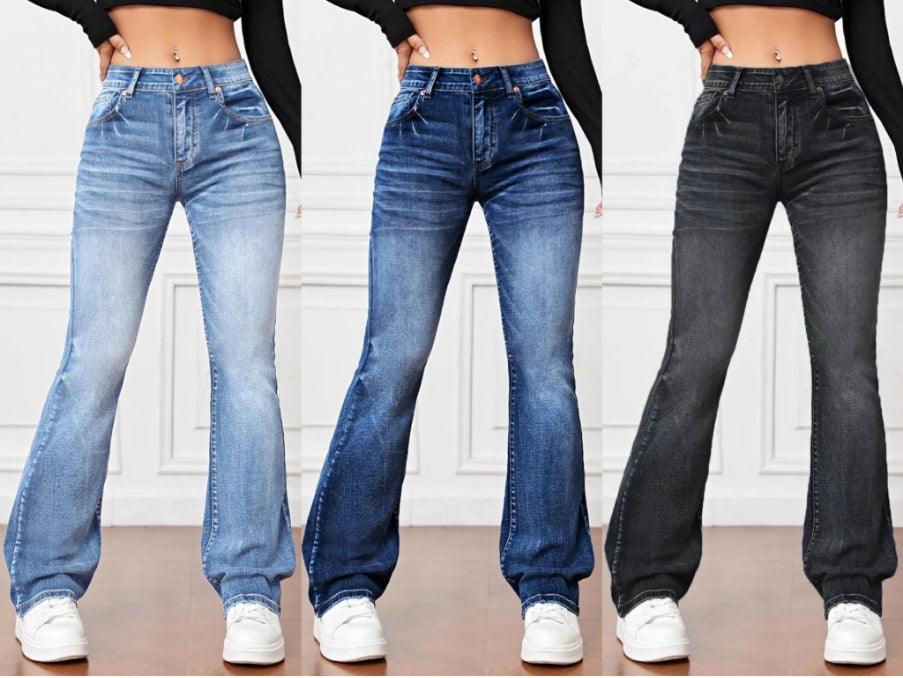 Denim High Waist Trousers - Trendy Mix