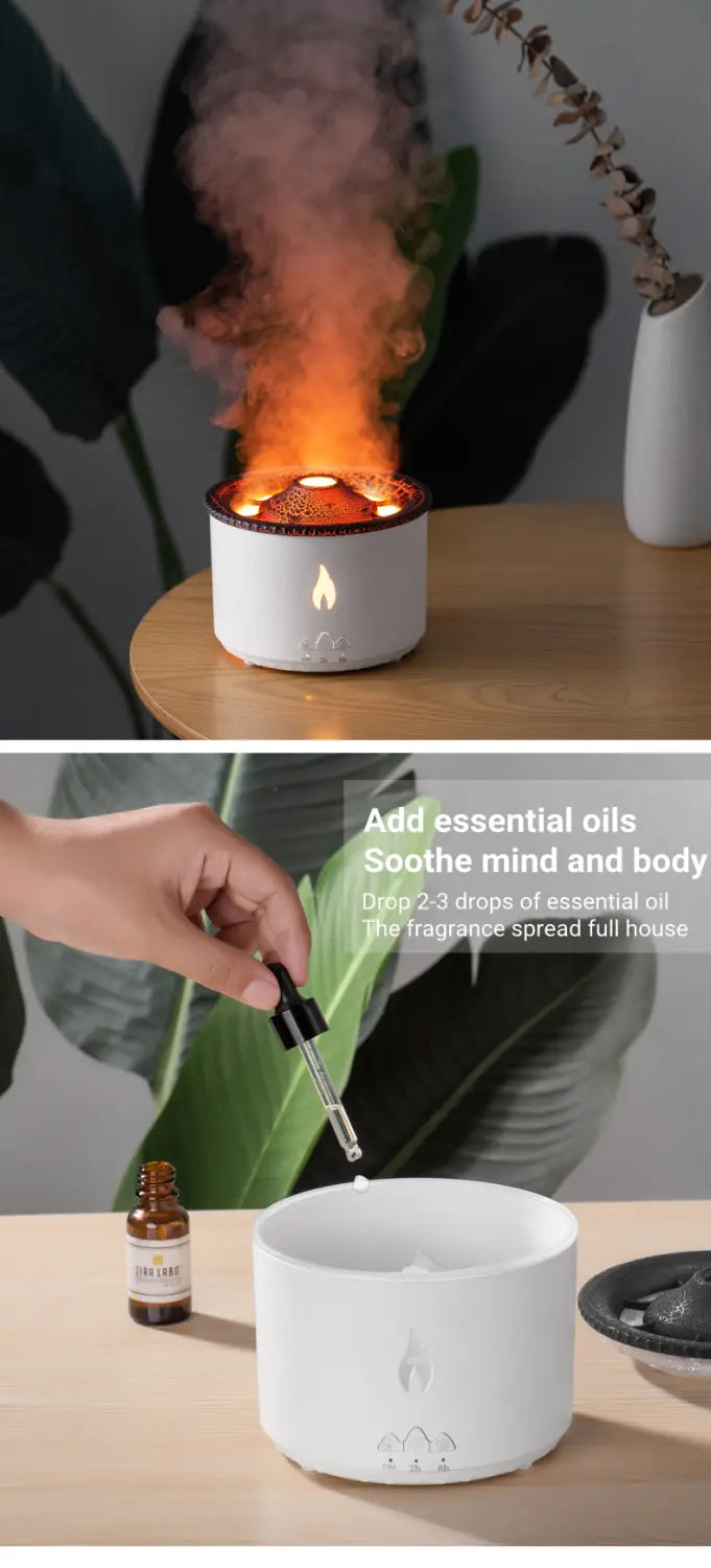 New Creative Ultrasonic Essential Oil Humidifier Volcano Aromatherapy Machine Spray Jellyfish Air Flame Humidifier